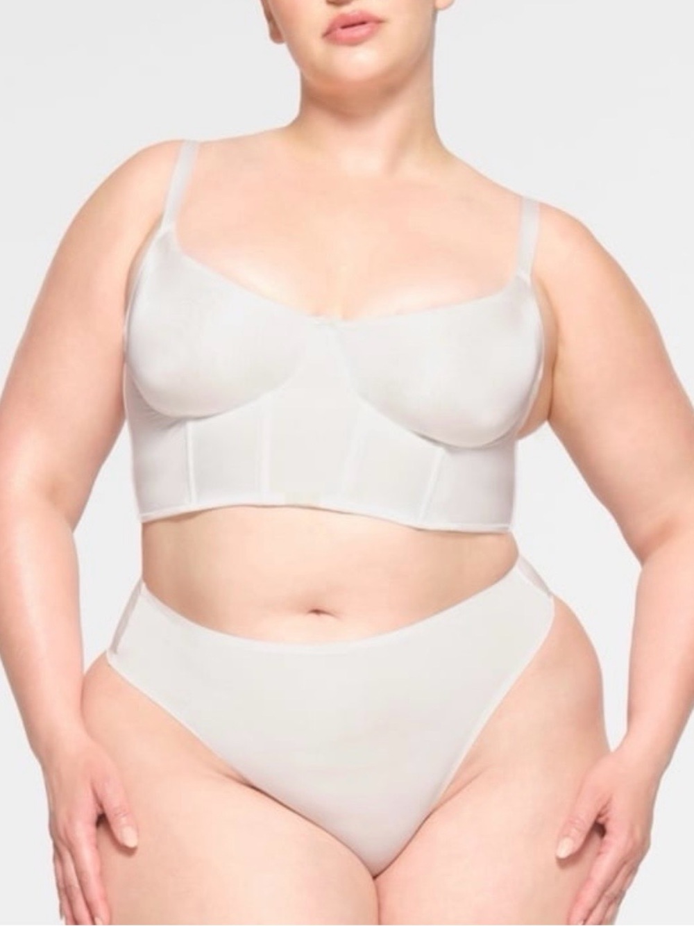 SKIMS Corset Collection Demi Bra Marble White 42B Underwire Bustier NWT
